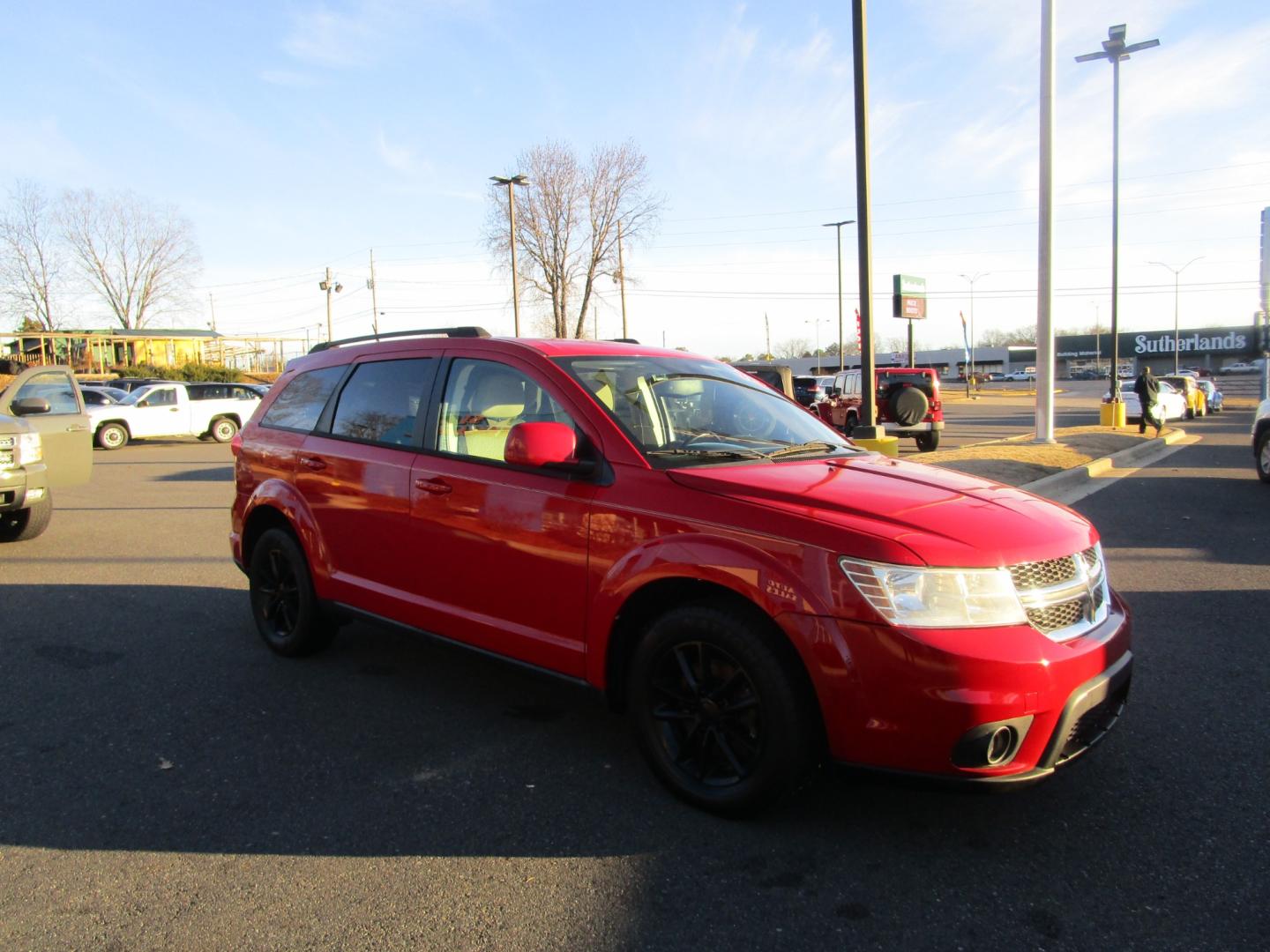 2013 RED /Black / Cloth Dodge Journey SXT AWD (3C4PDDBG1DT) with an 3.6L V6 DOHC 24V engine, 6-Speed Automatic transmission, located at 1814 Albert Pike Road, Hot Springs, AR, 71913, (501) 623-1717, 34.494228, -93.094070 - Photo#2