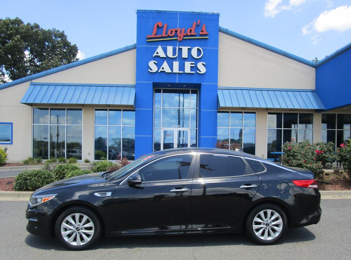 2017 BLACK /Gray / Cloth Kia Optima LX (5XXGT4L3XHG) , located at 1814 Albert Pike Road, Hot Springs, AR, 71913, (501) 623-1717, 34.494228, -93.094070 - Photo#0